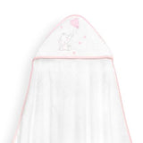 Set de Toalla con Capucha y Babero Elefante Blanco/Rosa