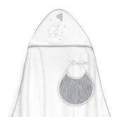 Set de Toalla con Capucha y Babero Elefante Blanco/Gris