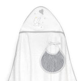 Set de Toalla con Capucha y Babero Elefante Blanco/Gris
