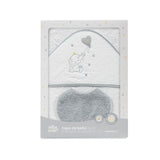 Set de Toalla con Capucha y Babero Elefante Blanco/Gris