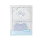 Set de Toalla con Capucha y Babero Osito Blanco/Azul
