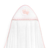 Set de Toalla con Capucha y Babero Osito Blanco/Rosa