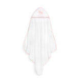 Set de Toalla con Capucha y Babero Osito Blanco/Rosa