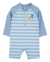 Traje de Baño Manga Larga Rayas Azul