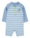 Traje de Baño Manga Larga Rayas Azul