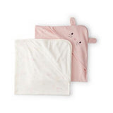 Set de Toallas con Capucha 2pc Conejo Rosa