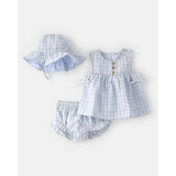 Set 3pc Cuadritos Azul Niña