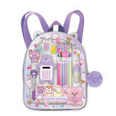 Set de Papelería en Mini Mochila Lila