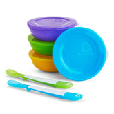 Set de 4 Bowl con Tapas y 2 Cucharas Punta Suave Munchkin