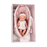 Muñeca Elegance 26cm Pillines Rosa con Cunita Portable