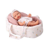 Muñeca Elegance 26cm Pillines Rosa con Cunita Portable