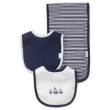 Set Babero y Paño Velero Azul Marino Multi