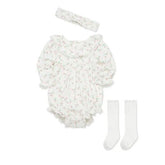 Set de Mameluco, Lazo y Medias Floral