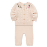 Set de Abrigo y Pantalón Tejido Rosa Floral