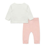 Set de Abrigo y Pantalón Tejido Lazos Rosa