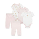 Set 5pc Bodies & Pantalones Osos Rosa