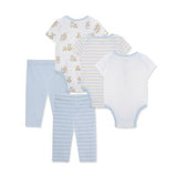 Set 5pc Bodies & Pantalones Osos Azul