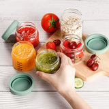 Tarro Vidrio con Tapa Silicona 120ml 6piezas