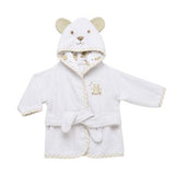 Bata con Capucha Osito Blanca 0-9m