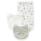 Set Babero y Paño Tiny Dinos Blanco Print
