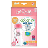 DR BROWN'S Biberon Cuello Ancho 9oz Rosado Set 2 u