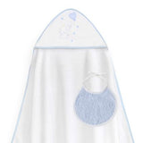 Set de Toalla con Capucha y Babero Elefante Blanco/Azul
