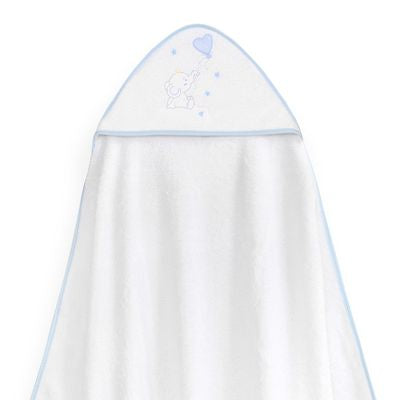 Set de Toalla con Capucha y Babero Elefante Blanco/Azul