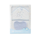 Set de Toalla con Capucha y Babero Elefante Blanco/Azul