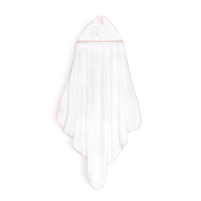 Set de Toalla con Capucha y Babero Elefante Blanco/Rosa