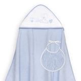 Set de Toalla con Capucha y Babero Osito Azul/Blanco