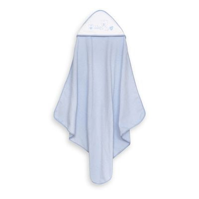 Set de Toalla con Capucha y Babero Osito Azul/Blanco