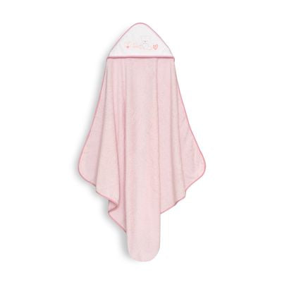 Set de Toalla con Capucha y Babero Osito Rosa/Blanco