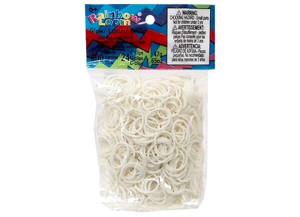 Set 600 unidades Gomitas Para Rainbow Loom - Brilla  Oscura