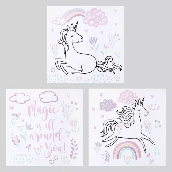 Set Arte Canvas Magico Habitación Bebé - Unicornio