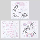 Set Arte Canvas Magico Habitación Bebé - Unicornio