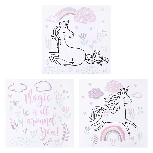 Set Arte Canvas Magico Habitación Bebé - Unicornio