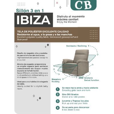 Sillón Reclinable Ibiza Mece-Gira Crema