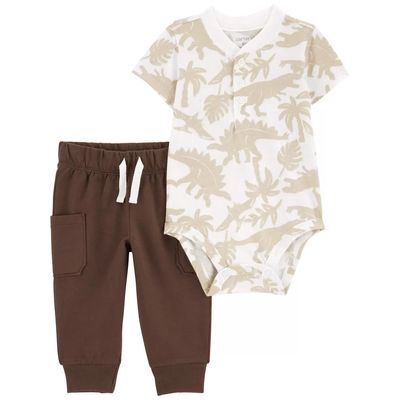 SET PANTALON/ENTERIZO DINO MARRON NIÑOS