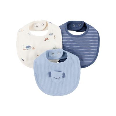 Set de Baberos 3pc Perritos Azul