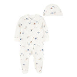 Set de Pijama y Gorro Casitas Azul