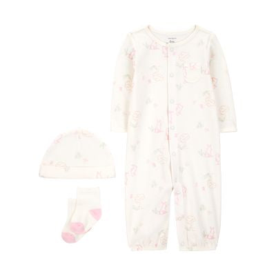 Set de Pijama 3pc Rosa y Blanco