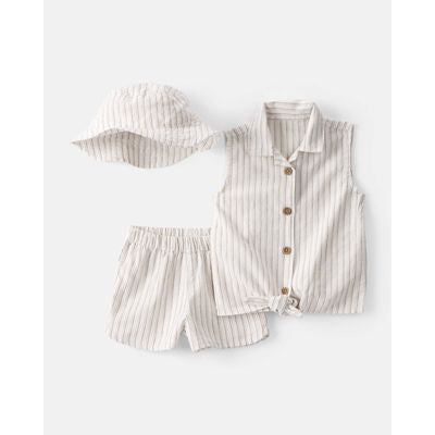 Set 3pc Rayas Marrón Niña