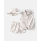 Set 3pc Rayas Marrón Niña