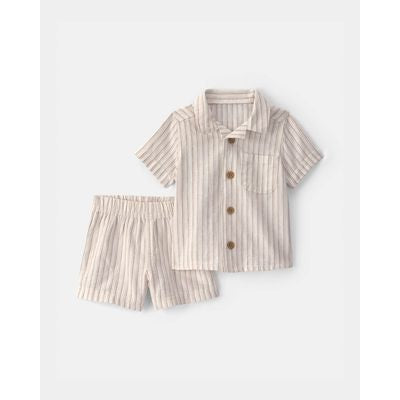 Set 2pc Rayas Marrón Niño