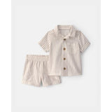 Set 2pc Rayas Marrón Niño