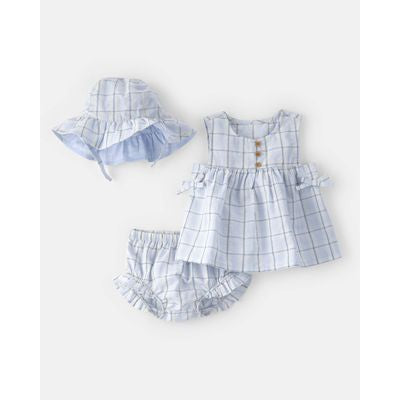 Set 3pc Cuadritos Azul Niña