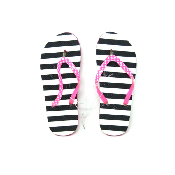 Chancletas Playeras para Niñas Raya Blanca Negra Mediana