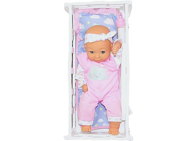 Muñeca con Cuna Mecedora 12 pulgadas