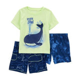 PIJAMA SET 3 PIEZAS BALLENAS VERDE