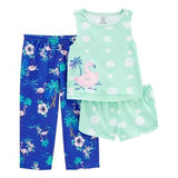 Pijama 3 piezas Flamingo Verde S.3t